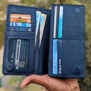 Navy Blue || Genuine Leather Double Gadget Long Wallet